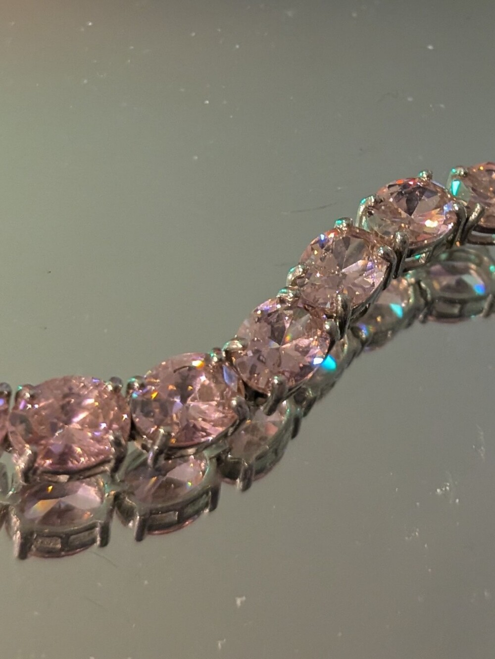 Sterling Silver Natural Pink Topaz Tennis Bracelet